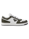 Prada Men's Downtown Leather Sneakers In White