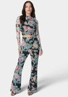 Bebe Printed Two Piece Mesh Jumpsuit In Fresh Blooms