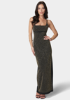 Bebe 3d Square Neck Gown In Black,gold