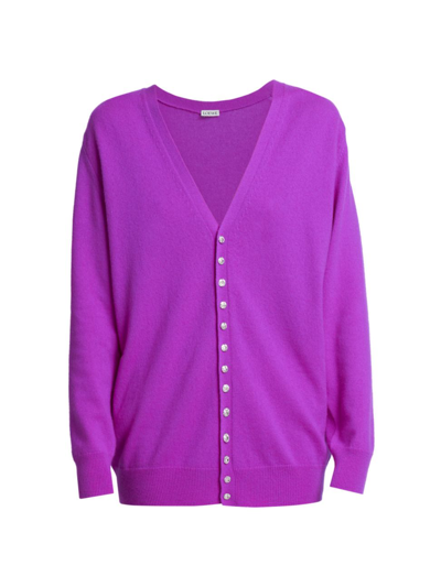 Loewe Women's Crystal Button-embellished Cashmere Cardigan In Violet