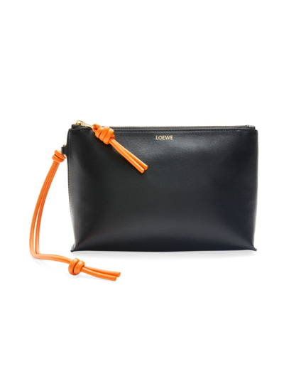 Loewe Women's T-knot Leather Pouch In Black