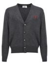 Ami Alexandre Mattiussi Extrafine Merino Wool Cardigan In Gray