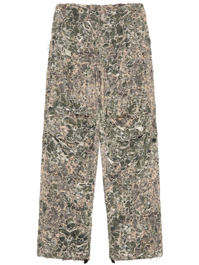 Diesel P-hokney Distressed Camo Trousers In Green