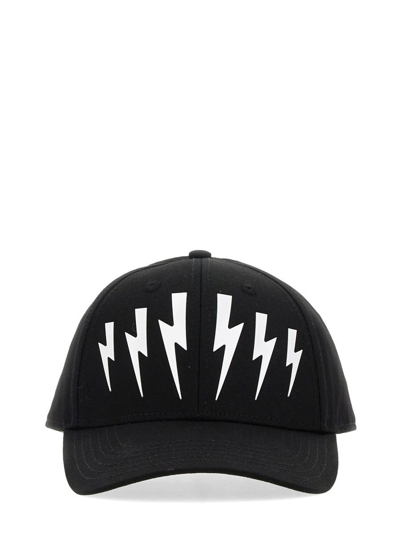 Neil Barrett Thunderbolt-print Cap In Black