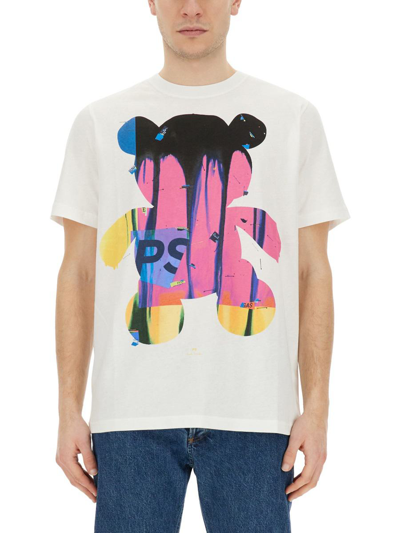 Ps By Paul Smith Teddy Bear-print Cotton T-shirt In White