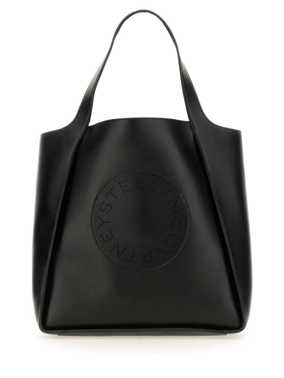 Stella Mccartney Square Tote Bag With Logo In Black