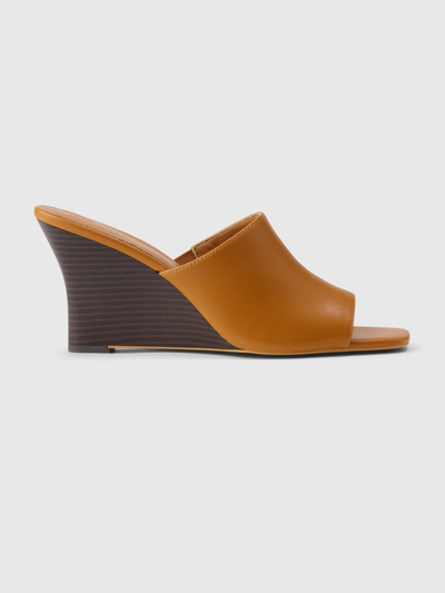 Gap Vegan Leather Wedge Heels In Cognac Brown