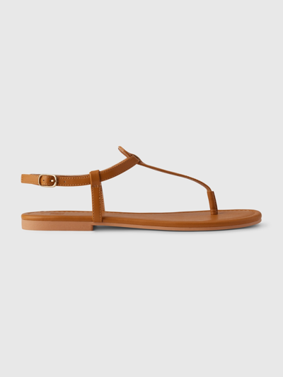 Gap Vegan Leather T-strap Sandals In Cognac Brown