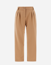 Herno Pleated Viscose Effect Trousers In Sand