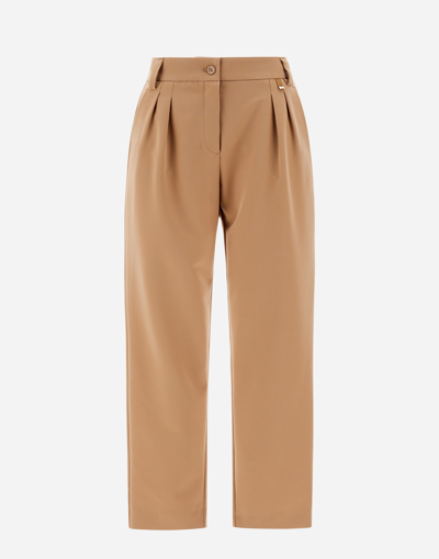 Herno Pleated Viscose Effect Trousers In Sand
