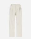 Herno Pleated Viscose Effect Trousers In Grey Pearl