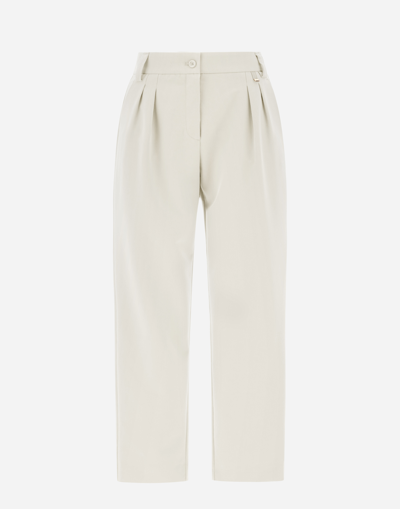 Herno Pleated Viscose Effect Trousers In Grey Pearl