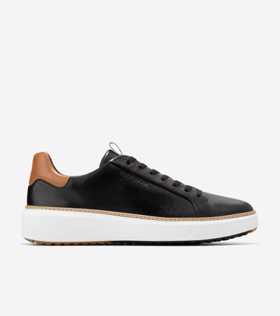 Cole Haan Mens Blue/dark Grandprø Topspin Leather Low-top Trainers In Black-pecan Brown-optic White