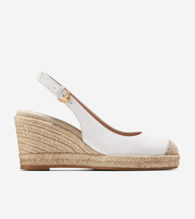 Cole Haan Womens Leather Espadrille Wedge Sandals In White