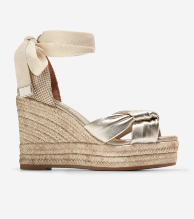 Cole Haan Cloudfeel Hampton Sandal In Soft Gold-natural Canvas