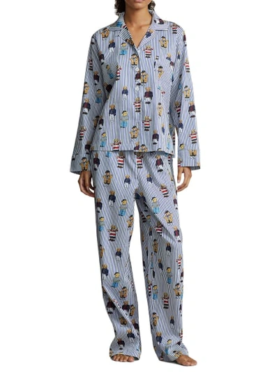 Polo Ralph Lauren Bear Woven Pajama Set In Nautical Bear