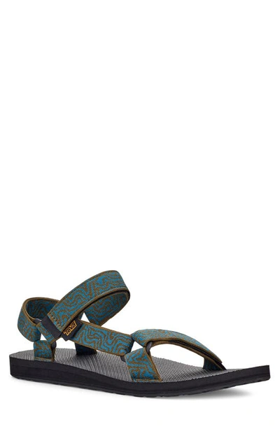 Teva Original Universal Sandals In Layered Rock Dark Olive/ Blue