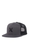 Hurley Icon Solid Flat Trucker Baseball Cap In Dark Grey