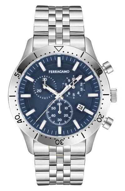 Ferragamo Master Chrono Bracelet Watch In Silver