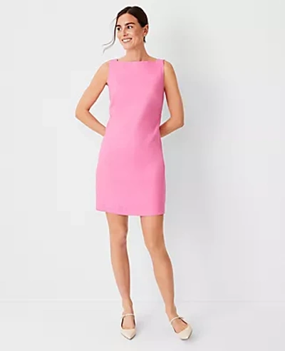 Ann Taylor The Envelope Boatneck Shift Dress In Linen Blend In Lipstick