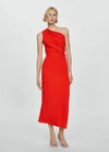 Mango Asymmetrical Dress With Side Slit Red In Red