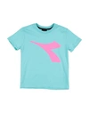Diadora Babies'  Toddler Girl T-shirt Turquoise Size 6 Cotton In Blue