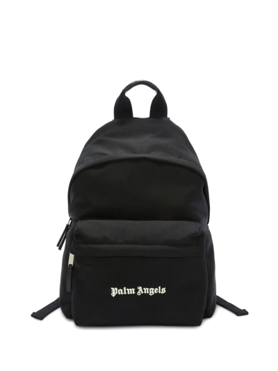 PALM ANGELS PALM ANGELS LOGO-EMBROIDERED CANVAS BACKPACK