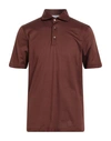 Gran Sasso Man Polo Shirt Brown Size 38 Cotton