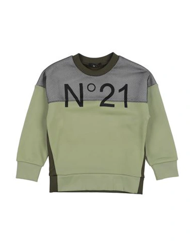 N°21 Babies' Toddler Boy Sweatshirt Sage Green Size 6 Nylon, Cotton, Polyester, Polyamide