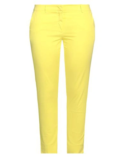 Rossopuro Woman Pants Yellow Size 10 Cotton, Elastane