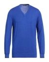 Drumohr Man Sweater Bright Blue Size 40 Merino Wool In Blue