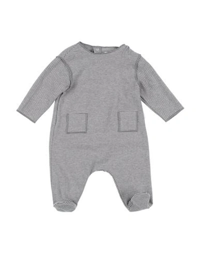 Teddy & Minou Newborn Boy Baby Jumpsuits & Overalls Grey Size 3 Cotton, Acrylic, Elastane