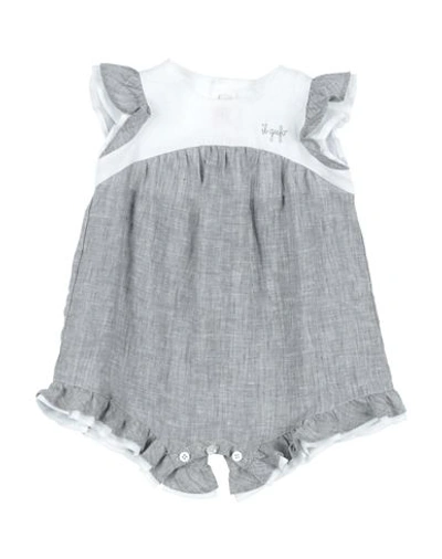 Il Gufo Newborn Girl Baby Jumpsuits & Overalls Grey Size 1 Linen, Cotton