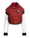 DSQUARED2 DSQUARED2 WOMAN JACKET RUST SIZE 4 VIRGIN WOOL, POLYAMIDE, ELASTANE, ACRYLIC, COW LEATHER