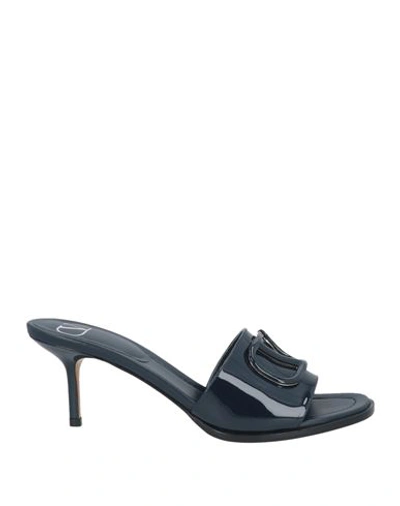 Valentino Garavani Woman Sandals Midnight Blue Size 8 Soft Leather