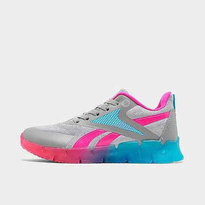 Reebok Kids' Little Girls Zig N Flash Light-up Casual Sneakers From Finish Line In Grey/pink/blue