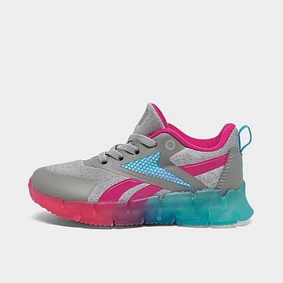 Reebok Babies' Toddler Girls Zig N Flash Light-up Casual Sneakers From Finish Line In Grey/pink/blue