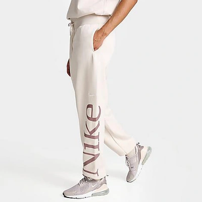 Nike Women's Sportswear Oversized Logo Phoenix Fleece Jogger Sweatpants In Light Orewood Brown/smokey Mauve/sail