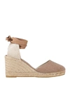 ESPADRILLES ESPADRILLES WOMAN ESPADRILLES CAMEL SIZE 11 TEXTILE FIBERS, SOFT LEATHER