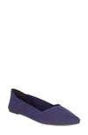 Mia Kerri Pointed Toe Knit Flat In Navy