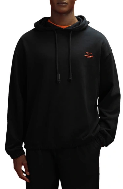 Reiss X Mclaren Formula 1 Team Collection Jools Cotton Graphic Hoodie In Black