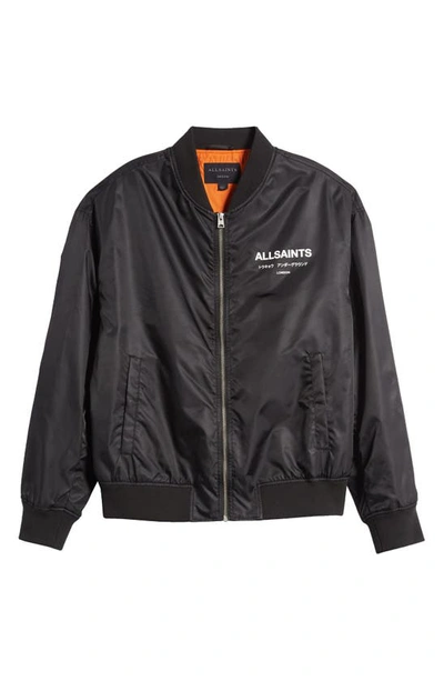 Allsaints Underground Relaxed Fit Bomber Jacket In Black