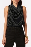 Cami Nyc Noreen Draped Silk Bodysuit In Black