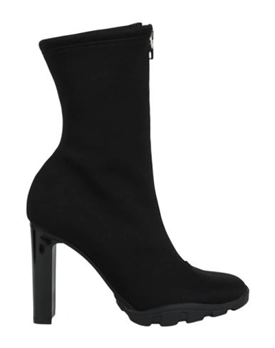 Alexander Mcqueen Slim Tread Ankle Boots Woman Ankle Boots Black Size 8 Elastane, Polyester