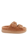 Alexander Mcqueen Shearling Slide Sandals Woman Sandals Pink Size 8 Mohair Wool In Pink