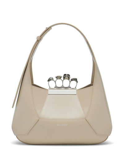 Alexander Mcqueen Jewelled Embellished Leather Tote In Neutrals