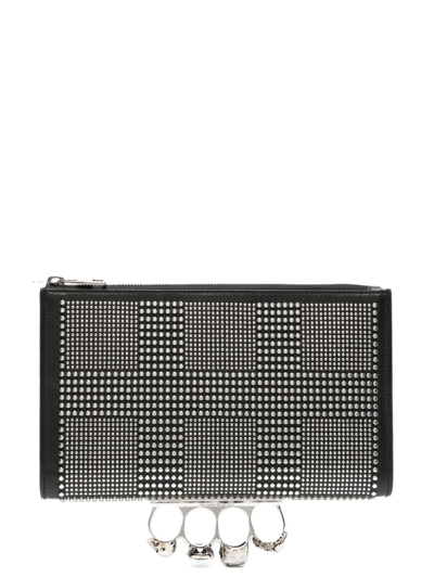 Alexander Mcqueen Black The Knuckle Studded Clutch Bag