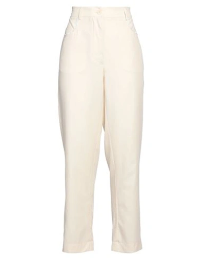 Momoní Woman Pants Cream Size 8 Lyocell, Polyester In White