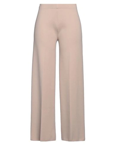 D-exterior D. Exterior Woman Pants Sand Size M Merino Wool, Polyester In Beige