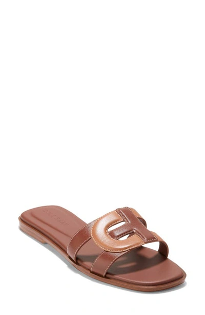 Cole Haan Chrisee Slide Sandal In Dark Cuoio,pecan Leather